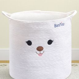 Bonfino Adorable Puppy Braided Laundry Bag-White-image-32