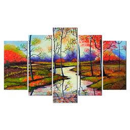 WENS Village View 5 Pieces Laminated Wall Art Panels  -Multicolor-18