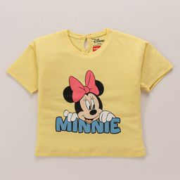 Babyhug Disney Cotton Drop Shoulder Half Sleeves T-Shirt With Minnie & Daisy Graphics - Yellow-image-75