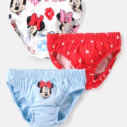 Babyhug Disney Interlock Knit Panties with Minnie Mouse Graphics Pack of 3 -Red White & Sky Blue-image-16
