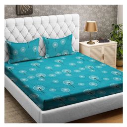 RRC Super Soft Brushed Microfiber Cotton King Size Bedsheet With 2 Pillow Cover - Turquoise-picture-35