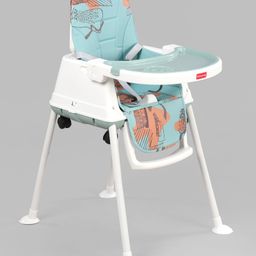 Babyhug Comfy 3 in 1 High Chair with Printed Cushion-Green-3