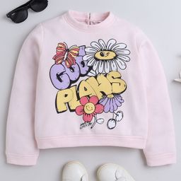 Taffykids Full Sleeves Floral & God Plans Text Printed Sweatshirt - Pink-image-57