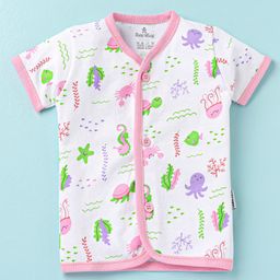 Child World Interlock Knit Half Sleeves Jhablas With Sea Life Theme - Pink-image-40