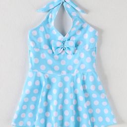 Mark & Mia Sleeveless Frock Swimsuit With Bow Applique - Light Blue-image-88