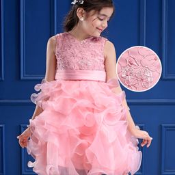 Mark & Mia Woven Sleeveless Party Dress With Floral Embroidery & Pearl Detailing - Pink-picture-15