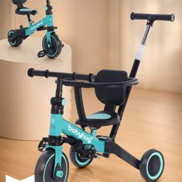 Babyhug 7 in 1 Baby Cycle Tricycle with Adjustable Parent Handle - Aqua Blue-24