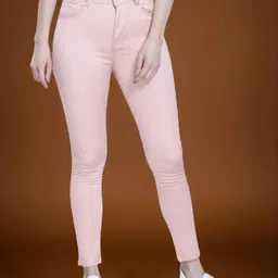 DressBerry Women Peach Jeans-image-9