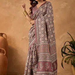 Saree mall Ajrak Block Ready to Wear Block Print Sarees image 4
