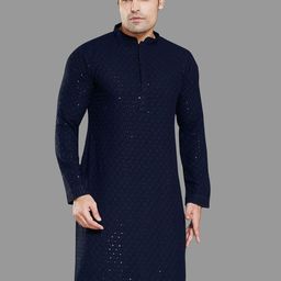 PulseIQ Men Embroidered Chikankari Kurta-image-87