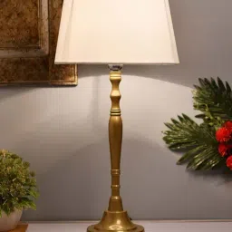 Homesake Golden Imperial Brushed Lamp with White Drum Shade (Bulb Included) - Set of 1-24
