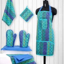 Swayam Blue Kitchen Apron Combo - Set of 8-28