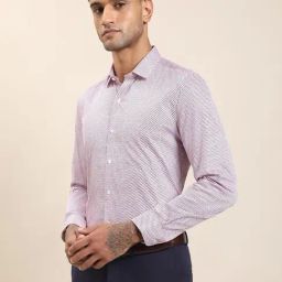 Turtle Light Mauve Cotton Slim Fit Printed Formal Shirt-picture-44