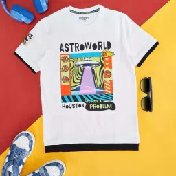 Pantaloons Junior Boys White Cotton Printed T-Shirt-picture-28