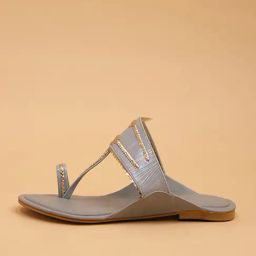 Eridani Women's Raya Grey Toe Ring Sandals-image-3