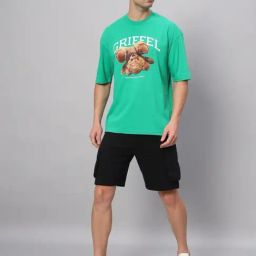 Griffel Green Cotton Loose Fit Printed Co-Ord Set-image-35