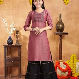 Aarika Kids Maroon Cotton Printed Kurti-image-90