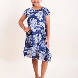 Kiddopanti Kids Navy Floral Print Dress-image-96