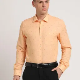 Turtle Yellow Cotton Slim Fit Printed Shirt-image-68