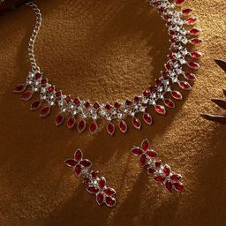 Atasi International Silver-Plated Crystal-Studded Jewellery Set-image-85