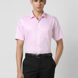 Van Heusen Pink Cotton Regular Fit Self Pattern Shirt-image-59