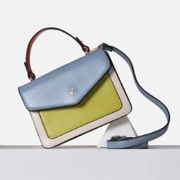 Allen Solly Beige & Blue Color Block Satchel Handbag-image-28