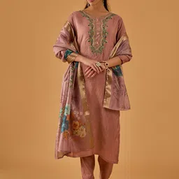 dhartii Women Floral Embroidered Kurti with Trousers & Dupatta-53