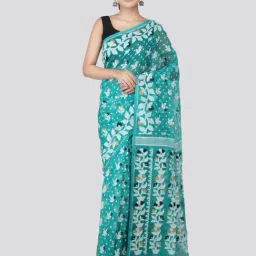 Pinkloom Blue Textured Saree Without Blouse-picture-31