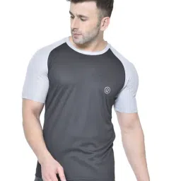 Chkokko Black & Grey Regular Fit Colour Block Sports T-Shirt-image-78