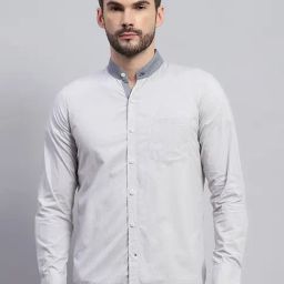Monte Carlo Grey Cotton Regular Fit Checks Shirt-image-86