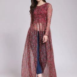 Cation Maroon Floral Print Tunic-image-62