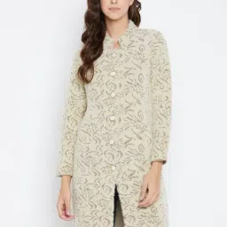Duke Light Beige Self Design Longline Sweater-picture-6