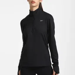 Reebok Black Slim Fit WOR Run 1/4 Zip T-Shirt-30