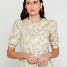 Zink London Light Green Printed Shirt-image-90