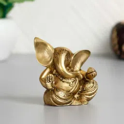 eCraftIndia Blessing Lord Ganesha with Modak Brass Handcrafted Idol-image-59