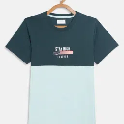 Octave Kids Blue Cotton Color Block T-Shirt-image-78