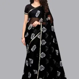 Satrani Black Bandhani Print Saree With Unstitched Blouse-picture-3