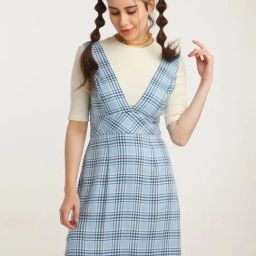 zink Z Blue Check Pinafore Dress-image-51