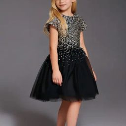cherry crumble by nitt hyman Cherry Crumble Girls Black Flared Fit Party Dress-picture-4