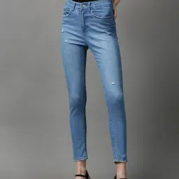 SHOWOFF Blue Solid Mid Rise Jeans-image-30