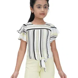 Tiny Girl Kids Cream & Black Striped Top-11