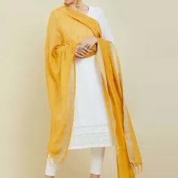 Soch Yellow Plain Dupatta-18