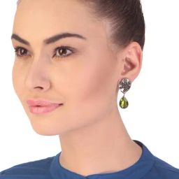 Imli Street Green & Golden Drop Earrings-picture-44
