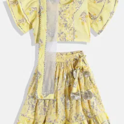 READIPRINT FASHIONS Kids Yellow Floral Print Lehenga, Choli with Dupatta-image-62