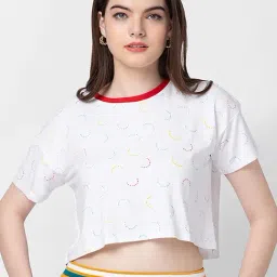 Spykar White Cotton Printed Top-picture-45