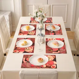 Kuber Industries Brown & Red 12 Pieces Printed Table Placemats-94