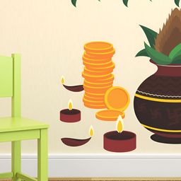 LANSTICK Brown & Green Ponal Clebration Printed Self-Adhesive WallStickers-image-70