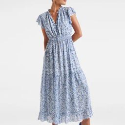 Forever New White & Blue Printed Maxi Dress-picture-23