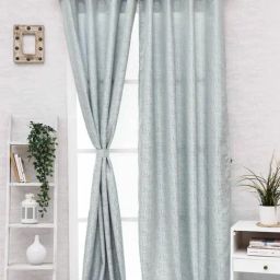 Ariana Textured Grey Polyester 7 ft Door Curtain-image-37