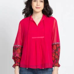 SHAYE Pink Floral Print Top-12